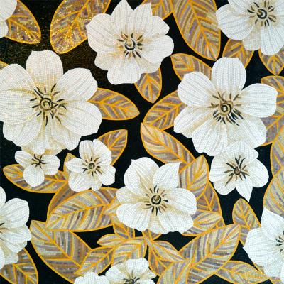 China Designs Art Handmade Flower Mural Glass Mosaic Tiles Bathroom for sale