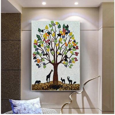 China Tree Pattern Beautiful Art Pictures Handmade Glass Mosaic Tiles Mural For Craft for sale