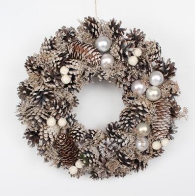 China Polyfoam Wreath with pinecones pineneedle for door and wall decoration for sale