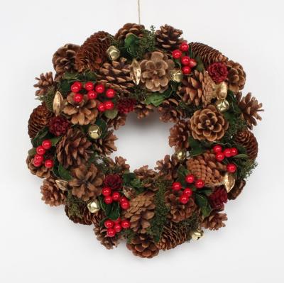 China Polyfoam garland with pinecones pineneedle for door and wall decoration for sale