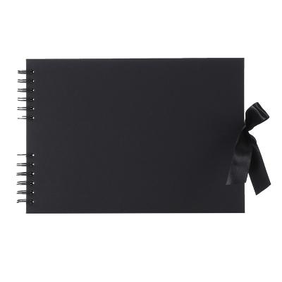 China DIY Wedding Guest Book 31.5 X 21 Cm Black Spiral Notebook Hardcover Paper Birthday Travel Memory Paper Photo Album for sale