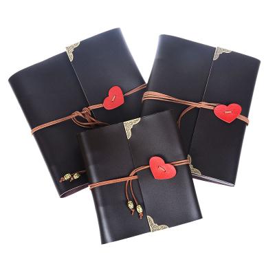 China PU 60 Pages White Paper Love Leaves Theme Brown DIY PU Leather Album Handmade Photo Album for sale