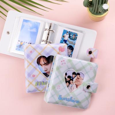 China Cute PVC Mini Plaid Jelly Color Photo Album Cover For Name Card 7s 8 Stickers Photocard 25 50s 3 Inch Mini Photo Album for sale