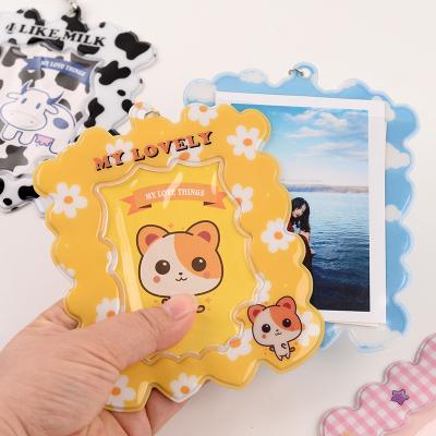 China Colorful Fashion Pocket Photo Card Holder Pockets 1 inch Mini Photo Sticker and Name Card 3 8.5 x 10.5cm Photos with Key Chain for sale