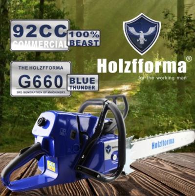 China 92cc Holzfforma Thunder G660 Gasoline Chainsaw Power Blue Head Without Guide Bar And Chain Compatible With MS660 066 MS660 066 Chainsaw for sale