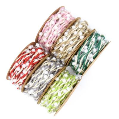 China Changxu Viable (5m/Roll) 6mm New Hand Knit Contrast Color Ribbon Flowers Gift Beads Gardening Wrapping String With Yarn Strip for sale