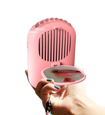 China Portable/Desktop/Handheld Fan with Hanging Mirror Neck Fan Make Up Mirror USB Rechargeable Neck Fan Portable Cooling Hands Free Pocket Folded Fan for Outdoor Traveling for sale