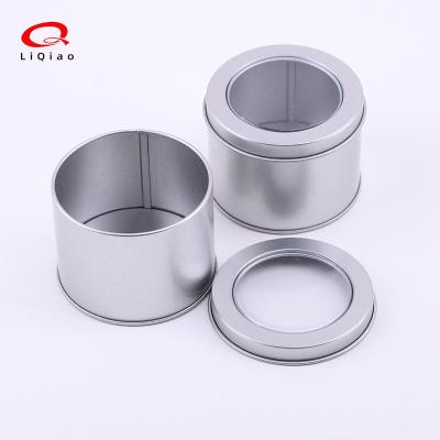 China Food Storage Round Metal Frosted Box With Packaging Window Sugar Painting PVC Coffee Tin Can Tea Jar Puff Cookie Cake Clear Case Gift for sale