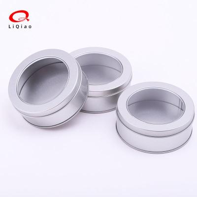 China Recyclable Custom Printed With Window Lid Cookies Tea Candy Coffee Gift Packaging Plain Silver Round Tin Metal Tin Box for sale