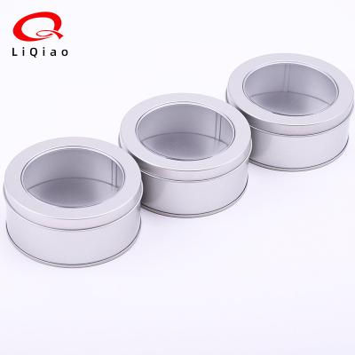 China Recycled Materials Silver Tea Tin Can Candy Box Tinplate Round Jewelry Storage Container Cosmetic Organizer for sale