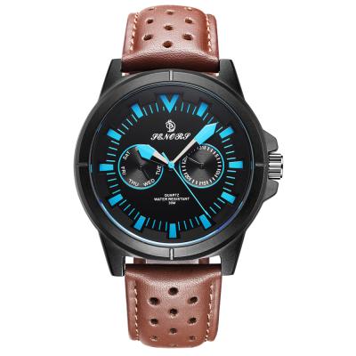 China Wholesale Water Resistant Mens Brand Chronograph Quartz Original Genuine Leather Watches for sale