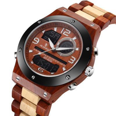 China Cool Personalized Display Men's Digital Wooden Watch 3ATM Water Resistant Dual Alarm Wooden Watches for sale