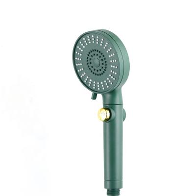 China Without Diverter Green High Pressure Hand Held Shower Head With Top Off Switch 3 Spray Settings Showerhead for sale