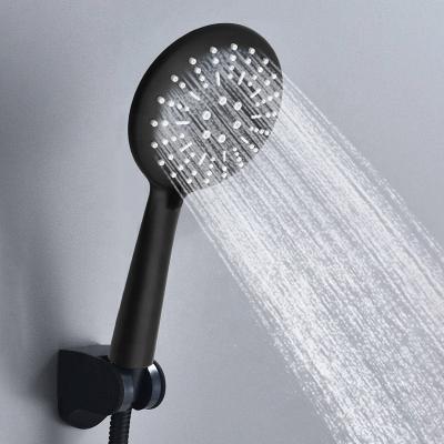 China Modern 3 Function ABS Matt Black Painted Waterfall Hand Shower Without Diverter For Bathroom for sale