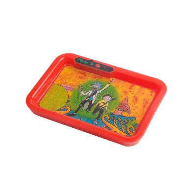 China Hot Selling LED Plastic Rolling Tray Custom Logo Plastic Rolling Tray LED Glow Smoking Accessories for sale