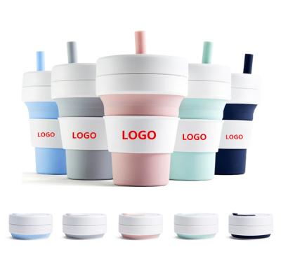 China Viable Wholesale Custom Logo Silicone Collapsible Foldable Pocket Mug for Coffee for sale