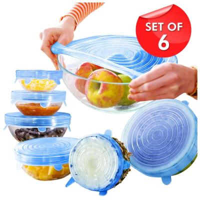 China Sustainable Lids Durable Silicone Stretch Cover and Seal to Keep Food Fresh, BPA Free Stretch Wrap Cover for Container, Fridge, for sale