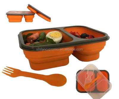 China Microwavable Silicone Microwavable Bento Food Container Foldable Lunch Box for sale