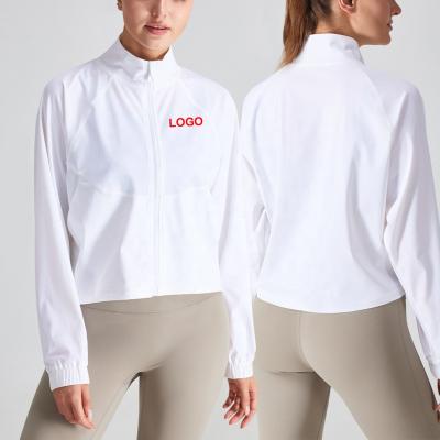 China Women's Sports Workout Zipper Leisure Breathable Fit Running Yoga Side Coat Pocket Long Sleeves for sale