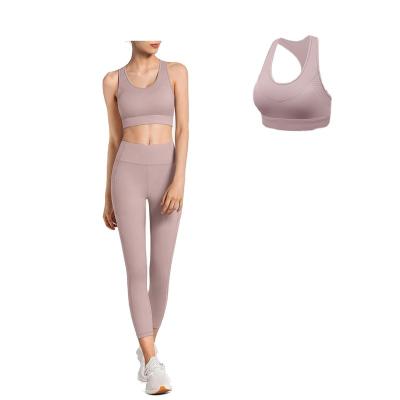 China 2 Pieces Breathable Workout Gym Suits Women's Yoga Sets High Waisted Leggings And Sports Bra Set for sale