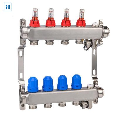 China Modern Slab Hydronic Stainless Steel Water Manifold Under Floor Heating -12 Port For Water Heating Floor for sale