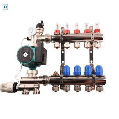 China 1 Set Modern Brass Two Way Five Way Manifold Fitting System For Floor Heating System for sale