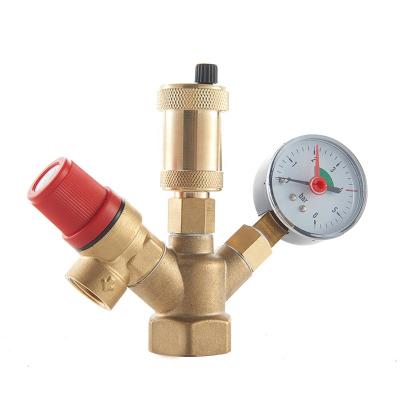 China General Brass Boiler Parts Set 3 Bar Automatic Air Vent And Safety Valve For Floor Heating for sale