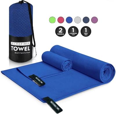 China Viable Custom Round Beach Towel Yoga Mat Microfiber Gym Towel Set With Waterproof Travel Bag for sale