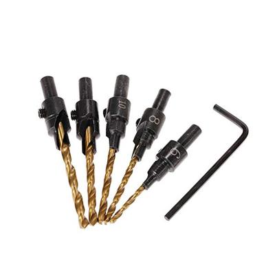 China Factory Price Quality Flute Hss Screw Carbide 5Pcs Countersink Wood Drilling Bit For Woodworking for sale