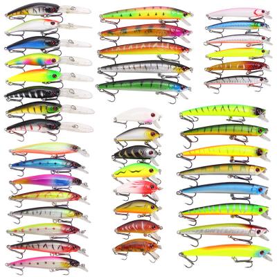 China Hotsale Swimming Hard 43pcs Factory Plastic Vivid Fish Action One Set Minnow Fishing Lure For Sea Ocean Lake Freshwater Fishing for sale