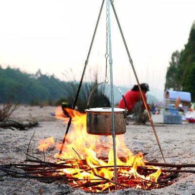 China Cooking Cooking Outdoor Tripod Camping Camp Fire Pot Holder Hanger Bracket for sale