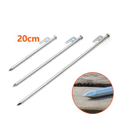 China Camping accessories outdoor tinplate 20 cm peg, forging in high strength and above smashing stake for desert, snow field and beach for sale