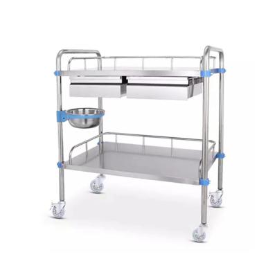 China Modern Hospital Equipment Stainless Steel Silent Frame 4 Wheels Dressing Medicine Changing Trolley Medicine Trolley Trolley for sale