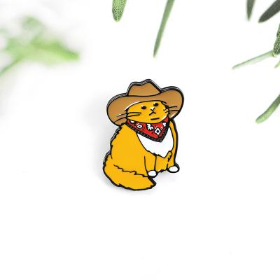 China Wholesale Custom High Quality Lapel Pin Cartoon Cowboy Cat Enamel Pin from Europe Factory for sale