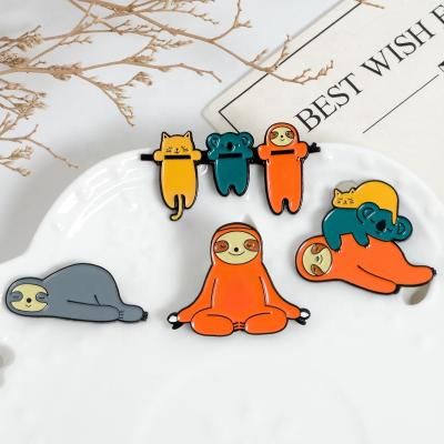 China Wholesale Custom Cartoon Lazy Animal Jewelry Cute Europe Koala Fun Sloth Lapel Enamel Pin Pin for sale