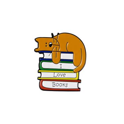 China Europe Cat On The Books Reading LOVE BOOKS Pins 