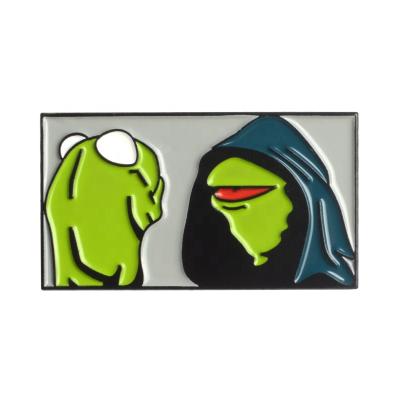 China Comics Kermit Frog Consulting His Conscience of Europe Inner I Godfather Animal Hip-Hop Hoodie Enamel Pins Punk Lapel Pin Enamel Pin for sale