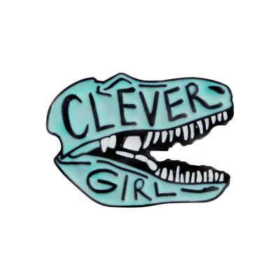 China Clever Europe 2 Color Cartoon Fantasy Dinosaur Crocodile Jurassic Park Girl Clothing Badge Brooch Enamel Pin Set for sale