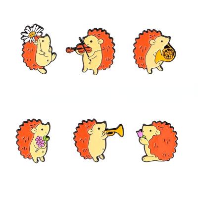 China Europe Wholesale Cute Hedgehog Soft Enamel Pins Custom Design Lapel Animal Pin Badges Orchestra For Kids Clothing Decoration for sale