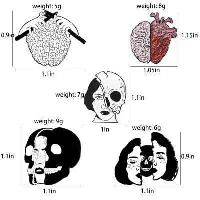 China Europe Organ Brain Heart Brooches Backpack Clothes Punk Lapel Halloween Badge Jewelry Split Faces Enamel Pin for sale