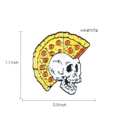 China Europe Style Skull And Pizza Pin Pizza Enamel Pin Indian Punk Necklace for sale