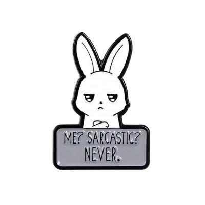 China Cute Europe Brooch Feminist Funny Sarcasm Bunny Badge Great New Me Sarcastic Rabbit Never Enamel Pin for sale