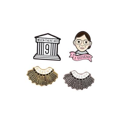 China Europe Ginsburg Enamel Pin Female Justice Pin Lapel Pin Denim Shirt Collar Cartoon Jewelry Feminist Gift For Women for sale