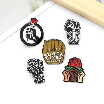 China Europe Rights Protest Pins Badges Shape Black Lives Matter BLM Fist Enamel Lapel Pin for sale