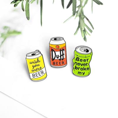 China Custom Enamel Pin For Fans Friends Beer Can Pin Jewelry Gift You Were Beer Badge Europe Lapel TV Duff Beer Brooch Bag Clothes for sale