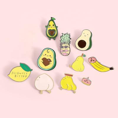 China Cute Europe Avocado Pineapple Pear Peach Brooch Lapel Badge Summer Fruit Jewelry Enamel Pins Gifts For Kids for sale