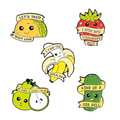 China Europe Cartoon Cute Fruit Custom Kind Of Lovely Lapel Pin Badge Enamel Pins Big Dill Pear Strawberry Taco Pins for sale