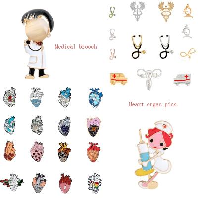 China New Design Painter Nurse From Europe Doctor Badges Stethoscope Opal Enamel Pins For Medical Student Gifts for sale