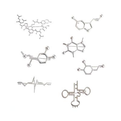 China Custom Metal Brooch Europe RNA Serotonin Molecule Zinc Alloy Structure Chemical Enamel Pin for sale