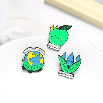 China Europe Protect Environment Pins Bag Clothes Lapel Pin Go Green Badge Jewelry Save Earth Enamel Pin for sale